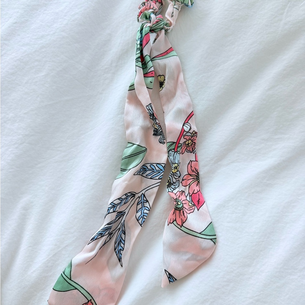 Floral Pink and Green Women's Scrunchie